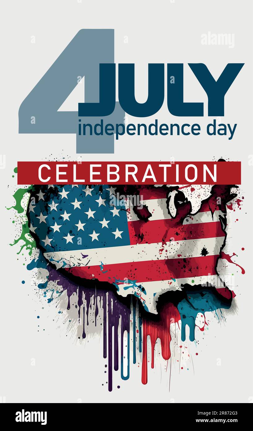 Happy 4th of July USA Independence Day greeting card with waving ...