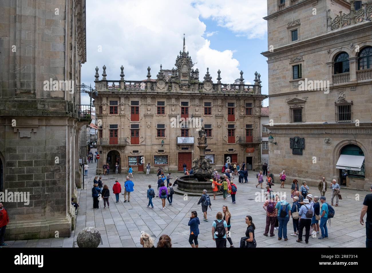 Santiago de Compostela, La Coruna, Galicia, Spain  - 13 June, 2023. Square Quintana de Vivos Stock Photo