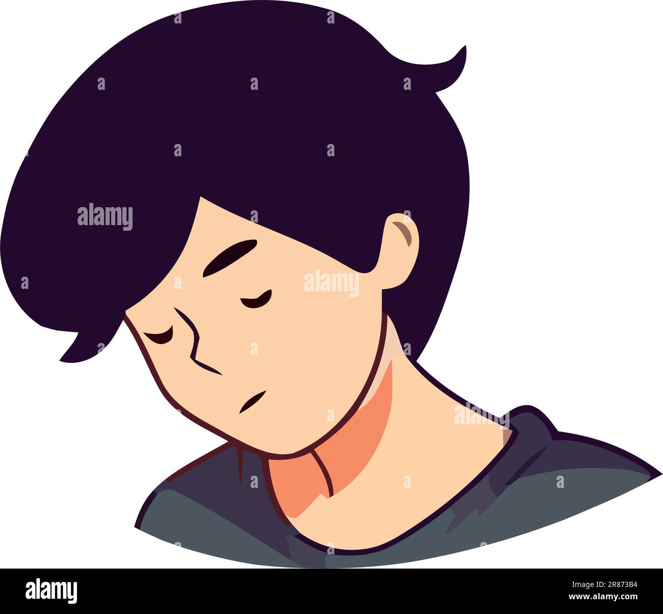 Cute cartoon boy with brown hair smiling happily Stock Vector Image