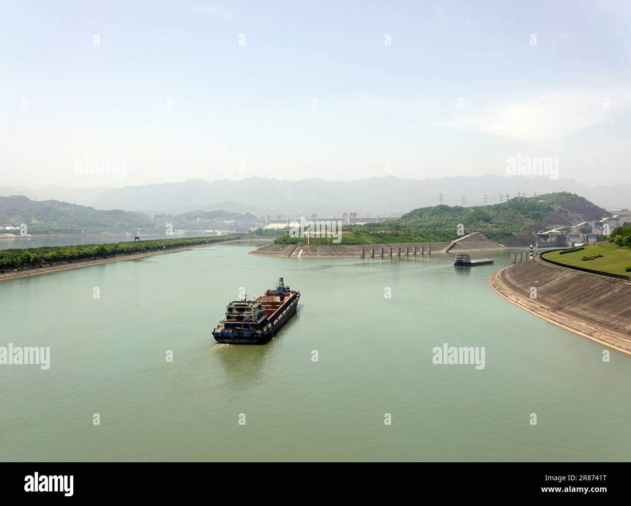 The Three Gorges Ship lock is seen in Yichang, Hubei province, China, May 1, 2023. June 18, 2023 marks the 20th anniversary of the opening of the Thre Stock Photo