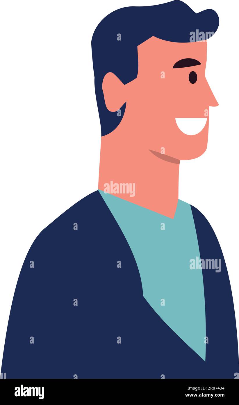 Smiling businessman icon in flat cartoon design Stock Vector Image ...