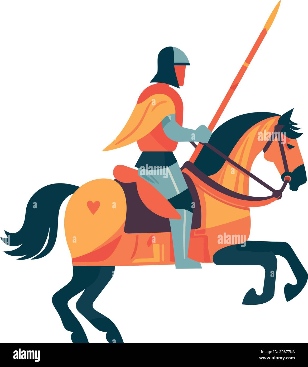 knight in armor riding horse Stock Vector