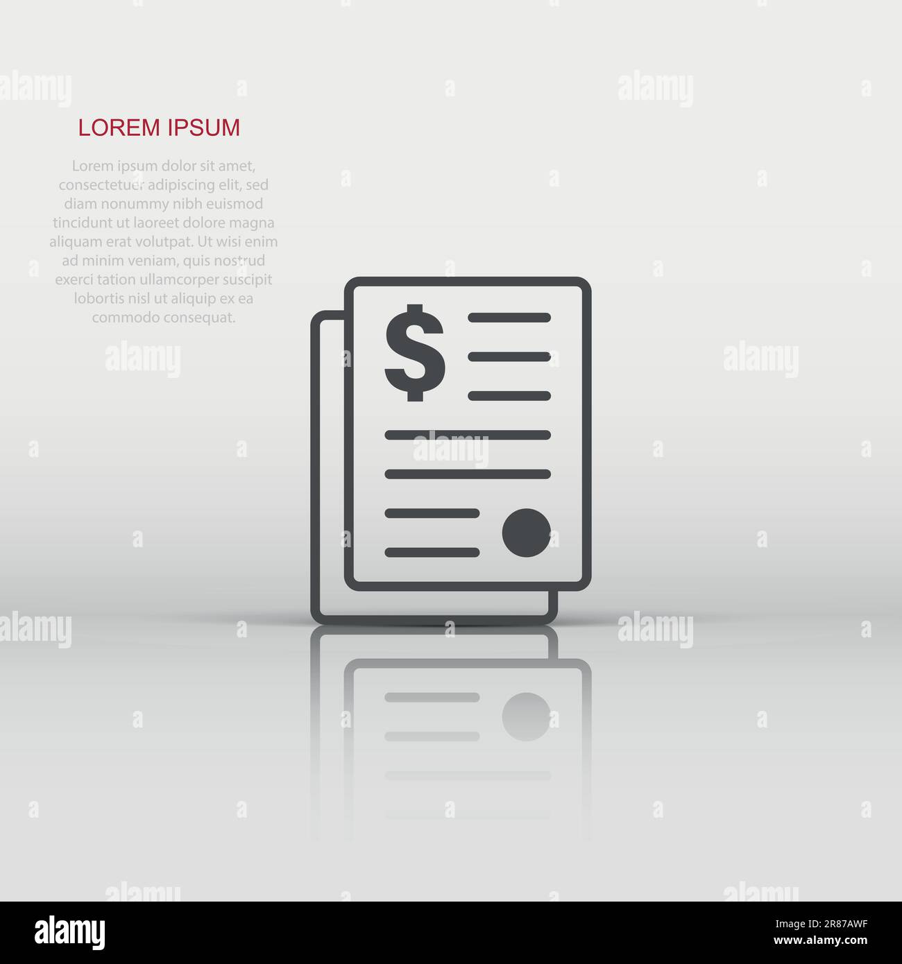 Financial statement icon in flat style. Document vector illustration on ...