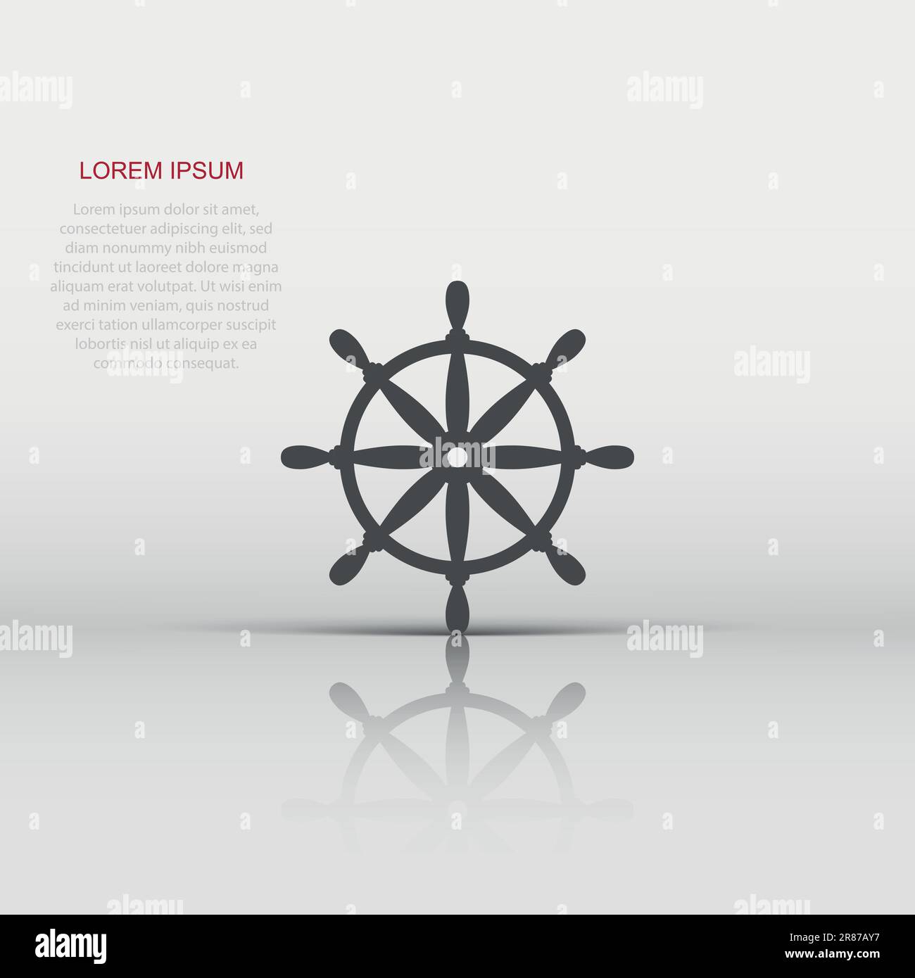 Helm wheel icon in flat style. Navigate steer vector illustration on ...