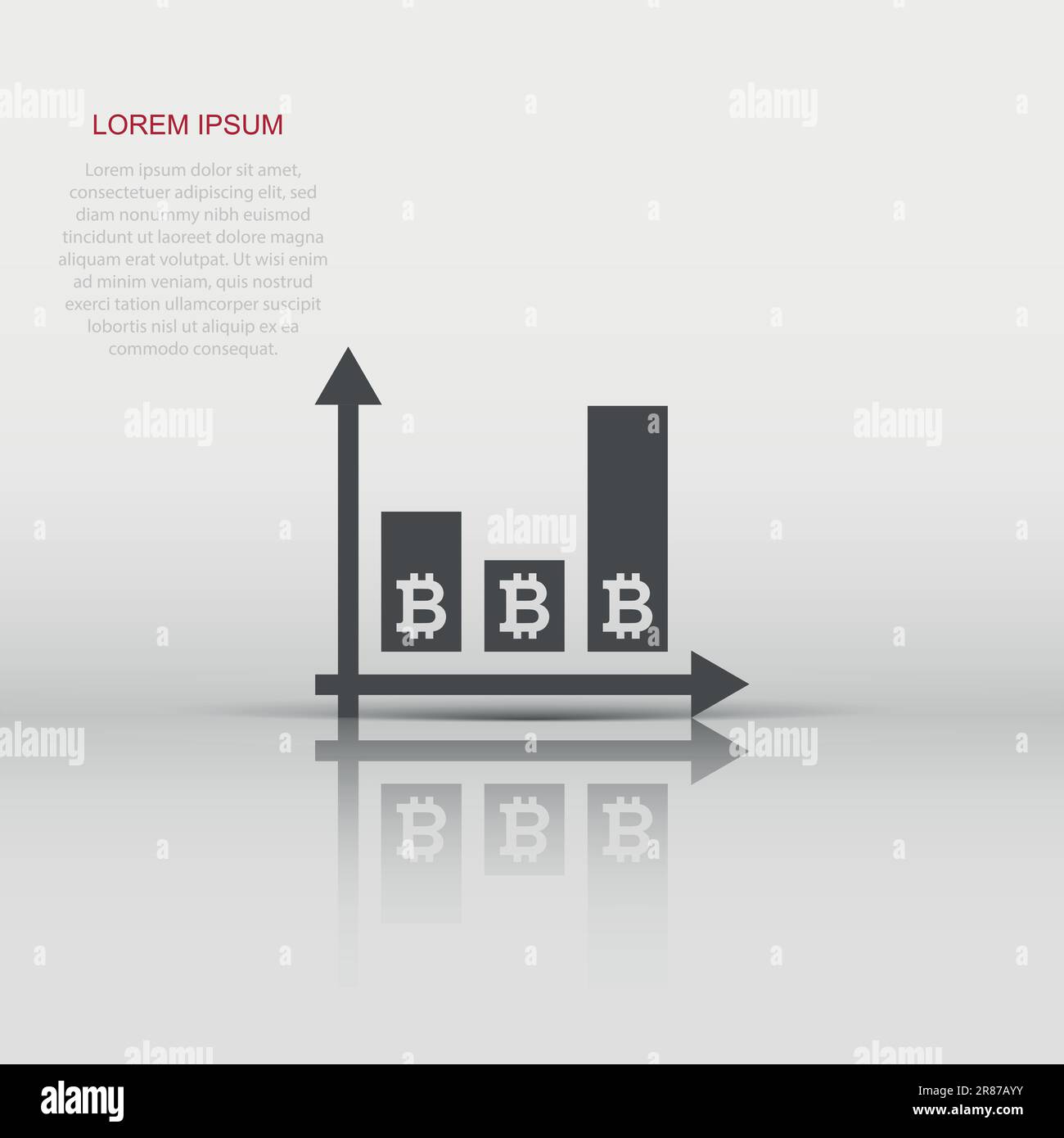 Bitcoin growth icon in flat style. Blockchain vector illustration on ...
