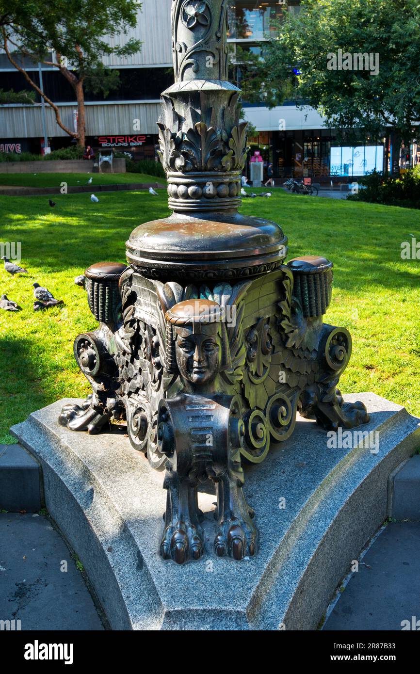 Lamp Posts on either side of Redmond Barry statue, on the Library’s