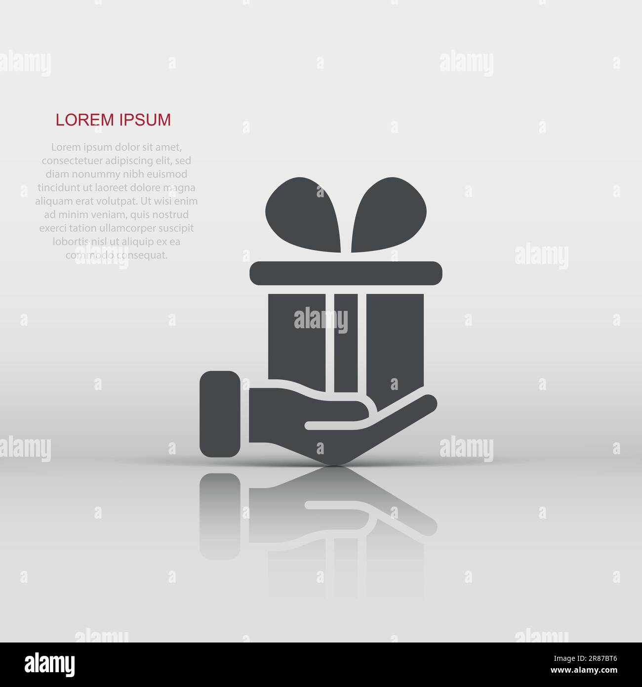 Gift box icon in flat style. Present on hand vector illustration on ...