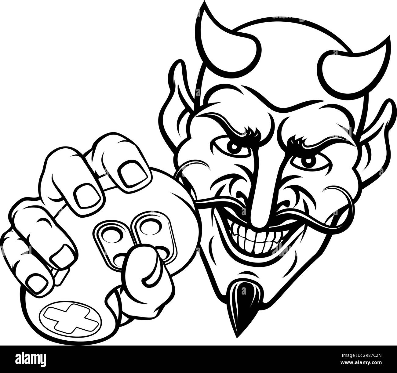 Devil Gamer Video Game Controller Mascot Cartoon Stock Vector Image