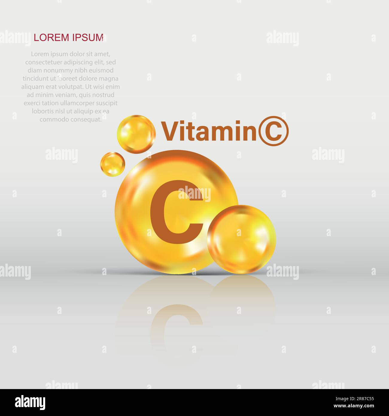 Vitamin C icon in flat style. Pill capsule vector illustration on white ...