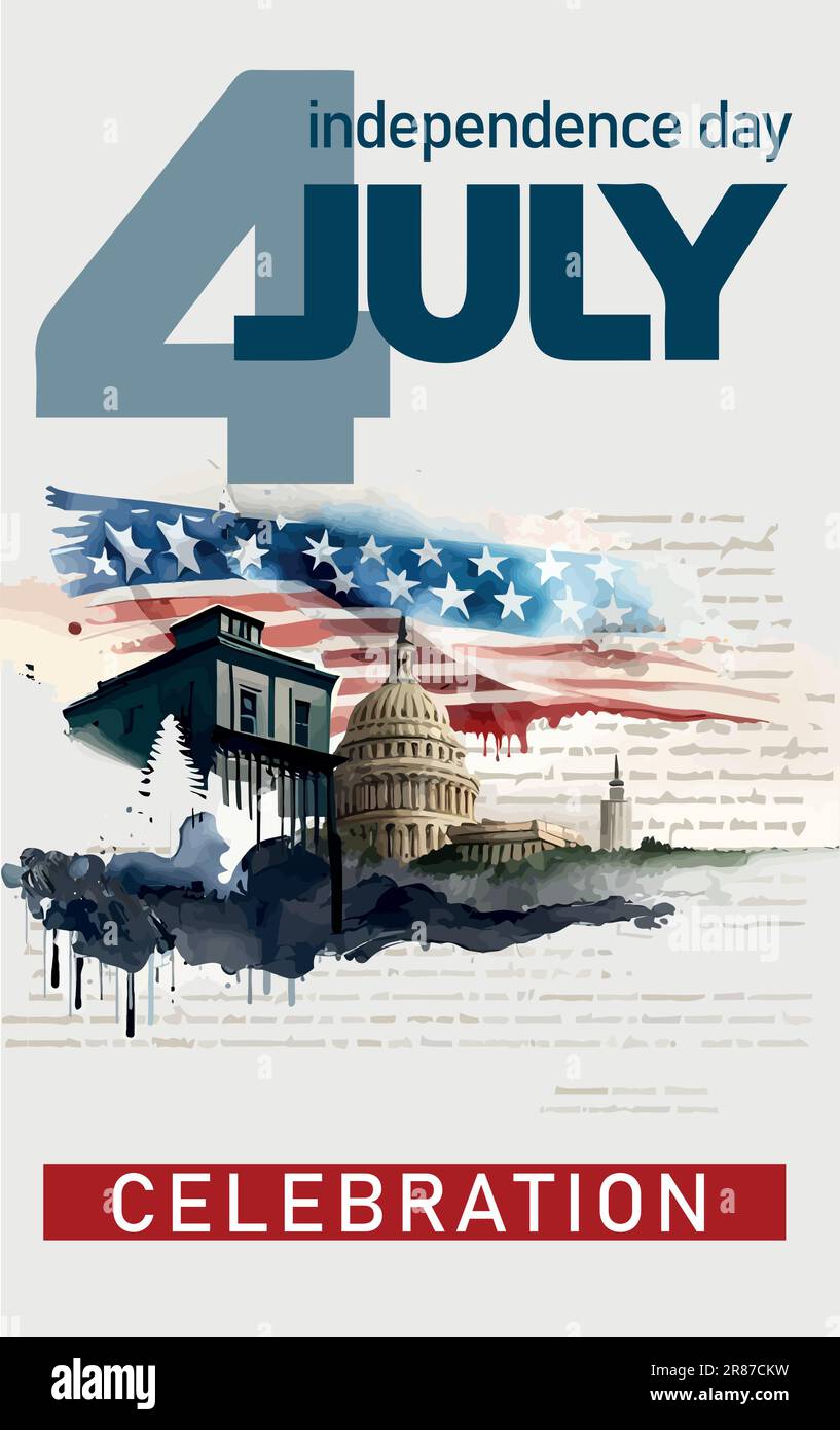 Happy 4th of July USA Independence Day greeting card with waving ...