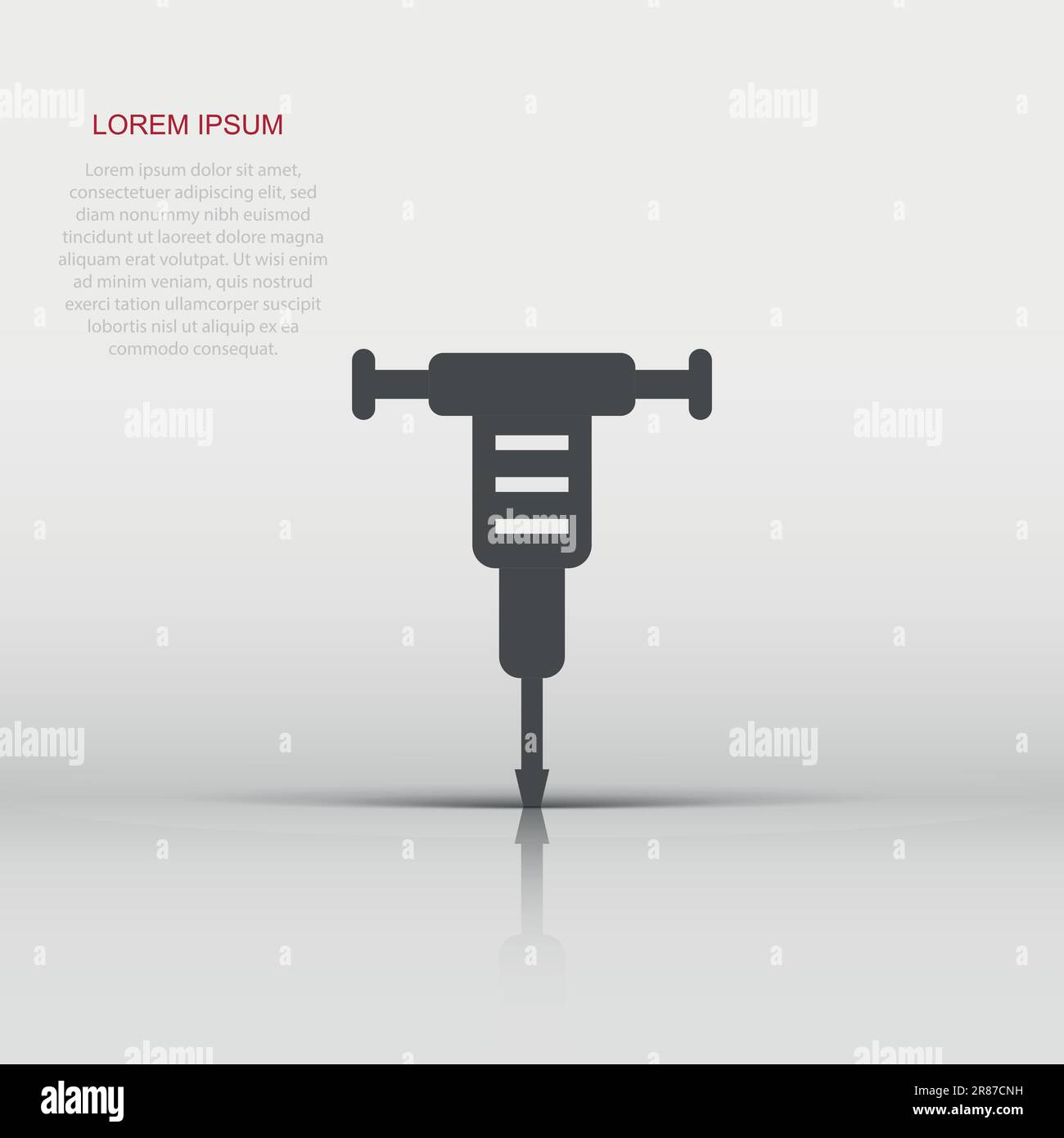 Jackhammer icon in flat style. Demolish vector illustration on white ...