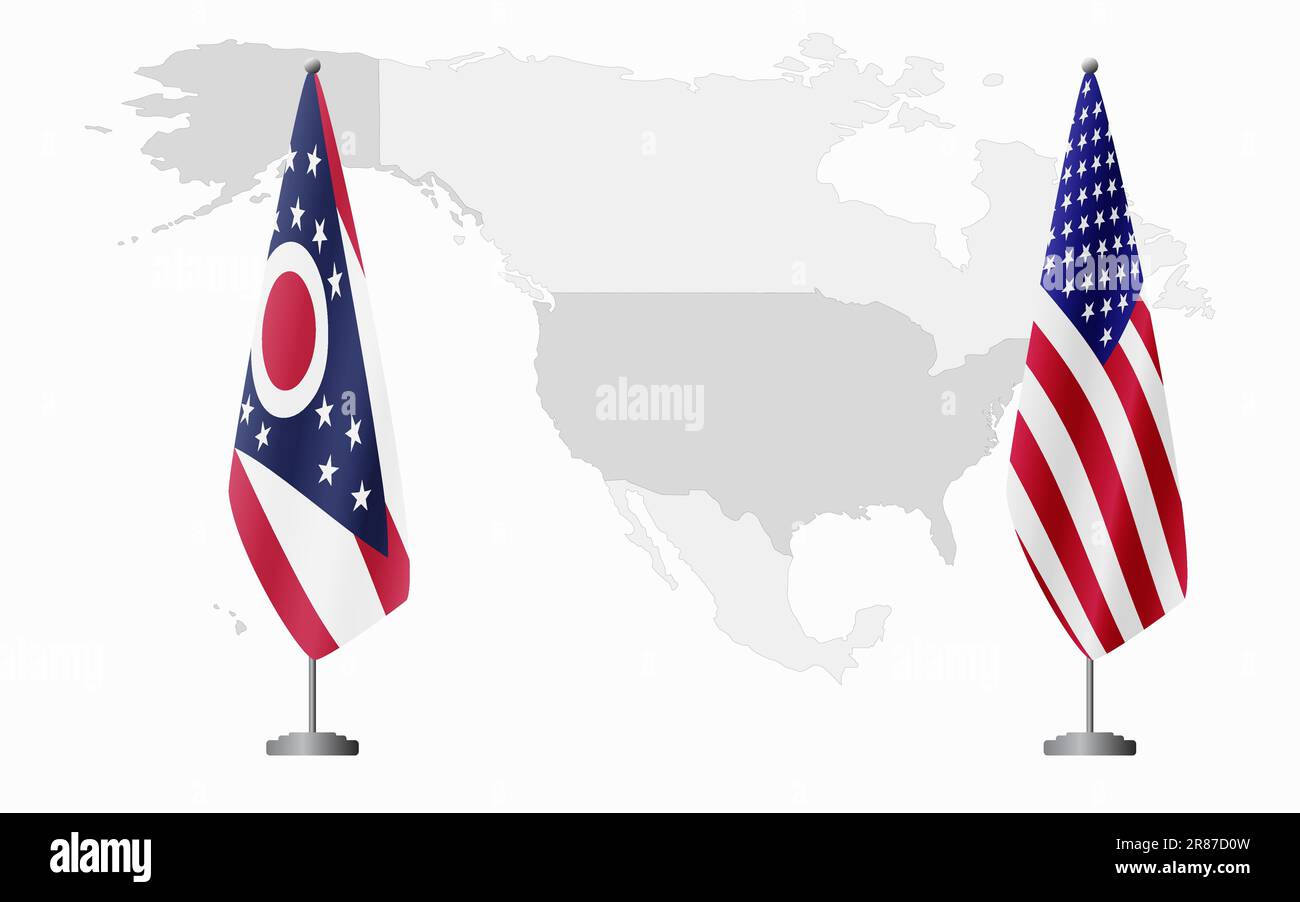 Ohio US and USA flags for official meeting against background of world map Stock Vector Image