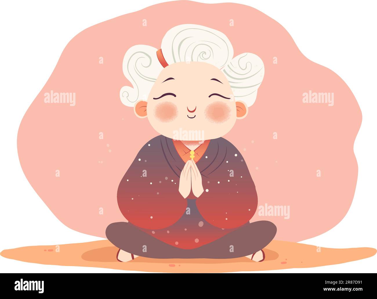 Senior old woman doing reiki, praying, Lotus pose Stock Vector Image ...