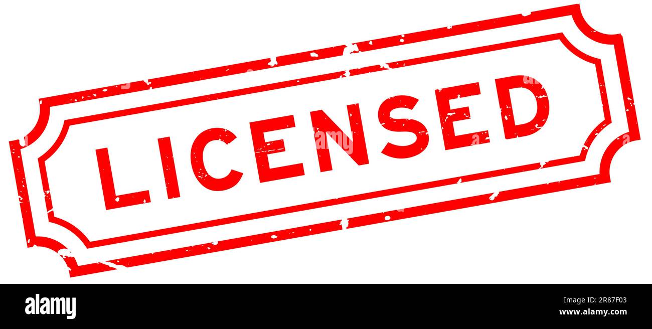 Grunge red licensed word rubber seal stamp on white background Stock Vector