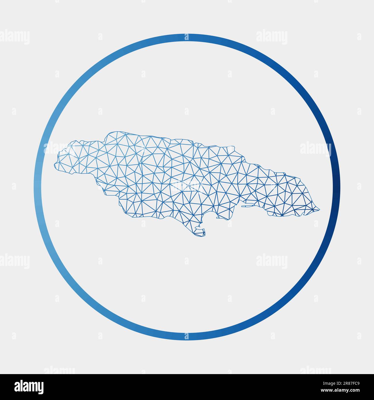 Jamaica icon. Network map of the country. Round Jamaica sign with gradient ring. Technology