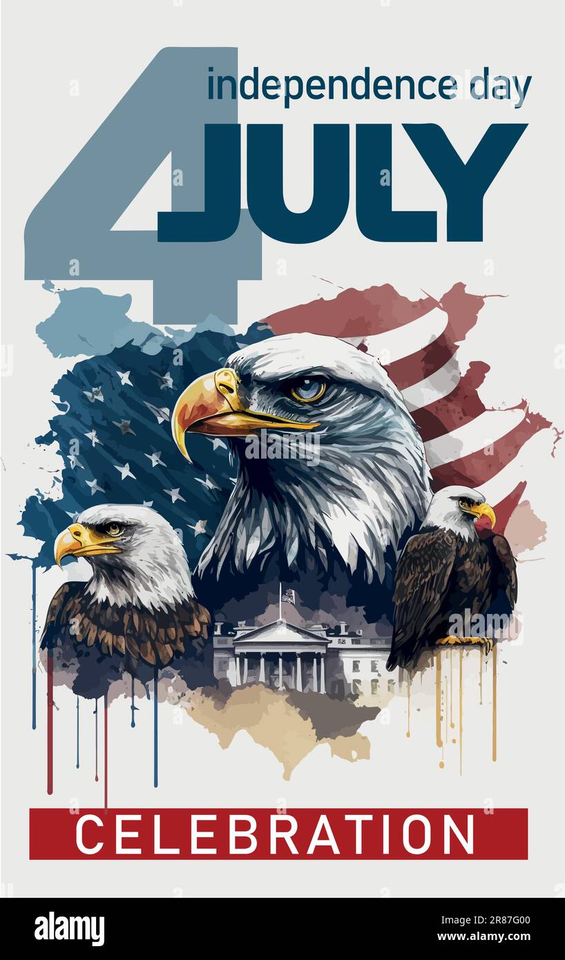 Happy 4th of July USA Independence Day greeting card with waving ...