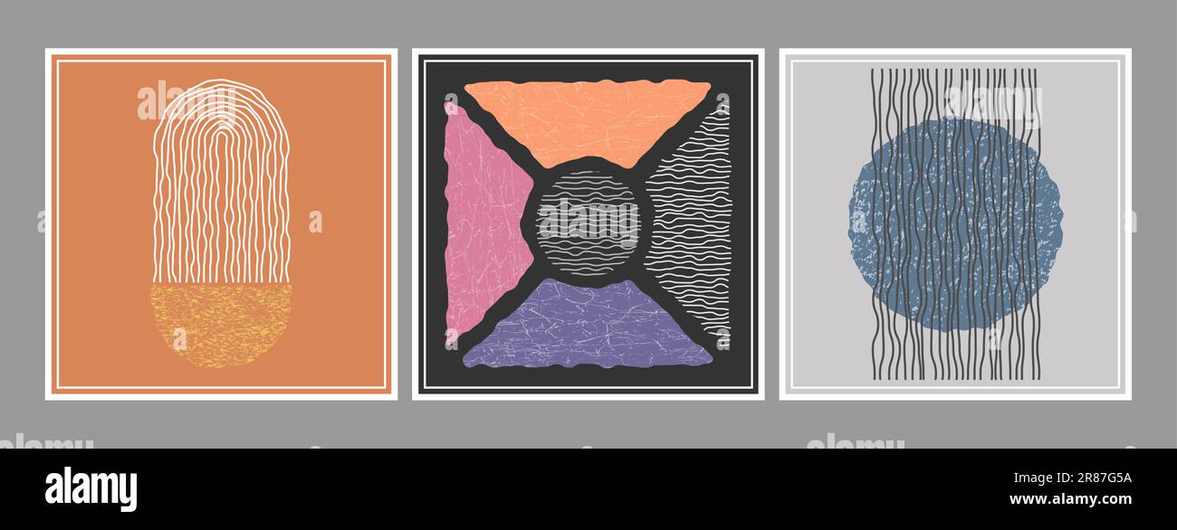 Abstract composition of distorted geometric shapes. A collection of ...