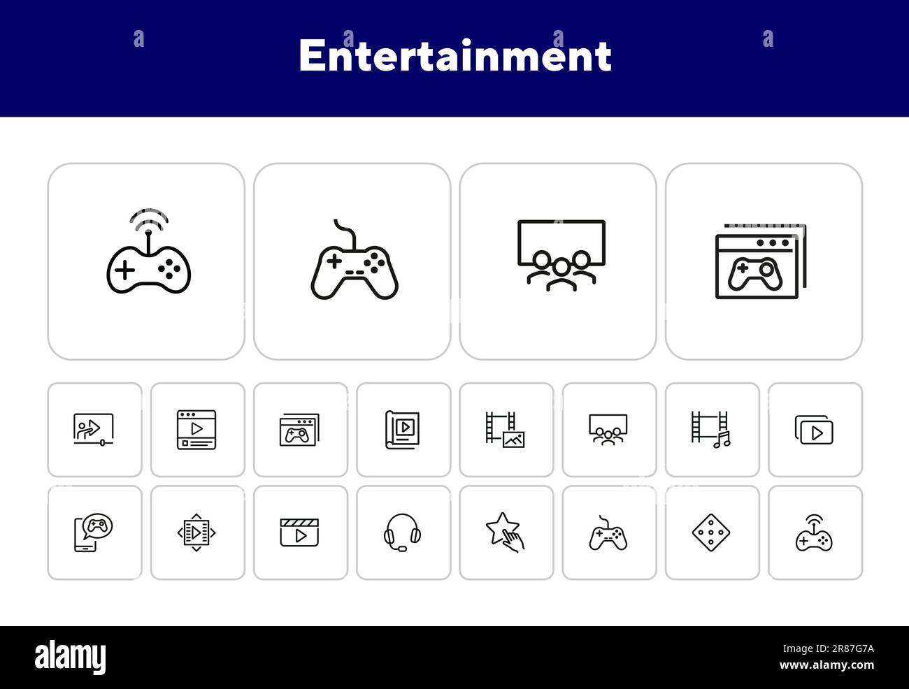 Entertainment line icon set Stock Vector
