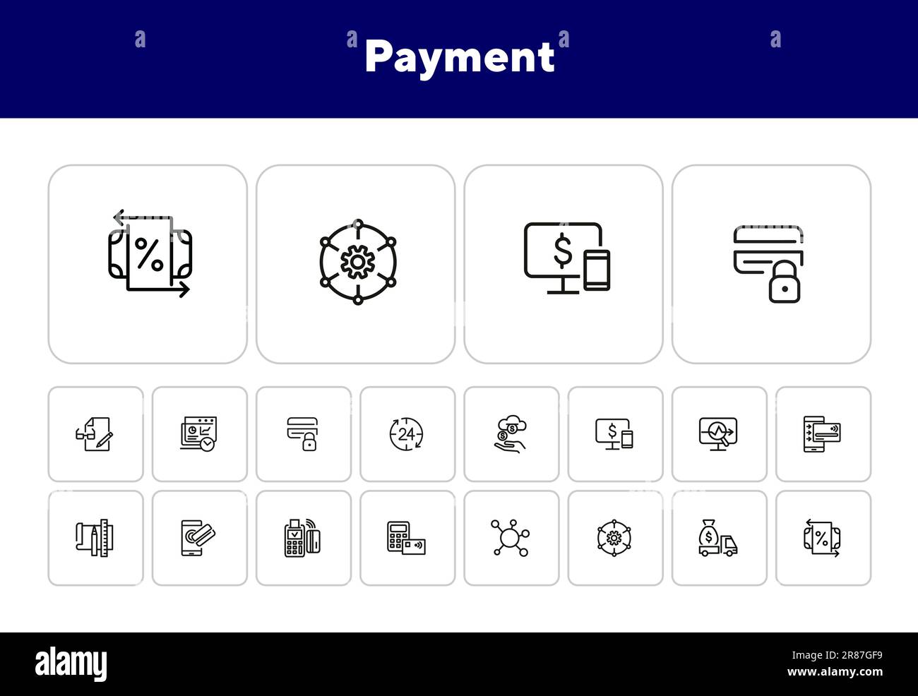 Payment line icon set Stock Vector