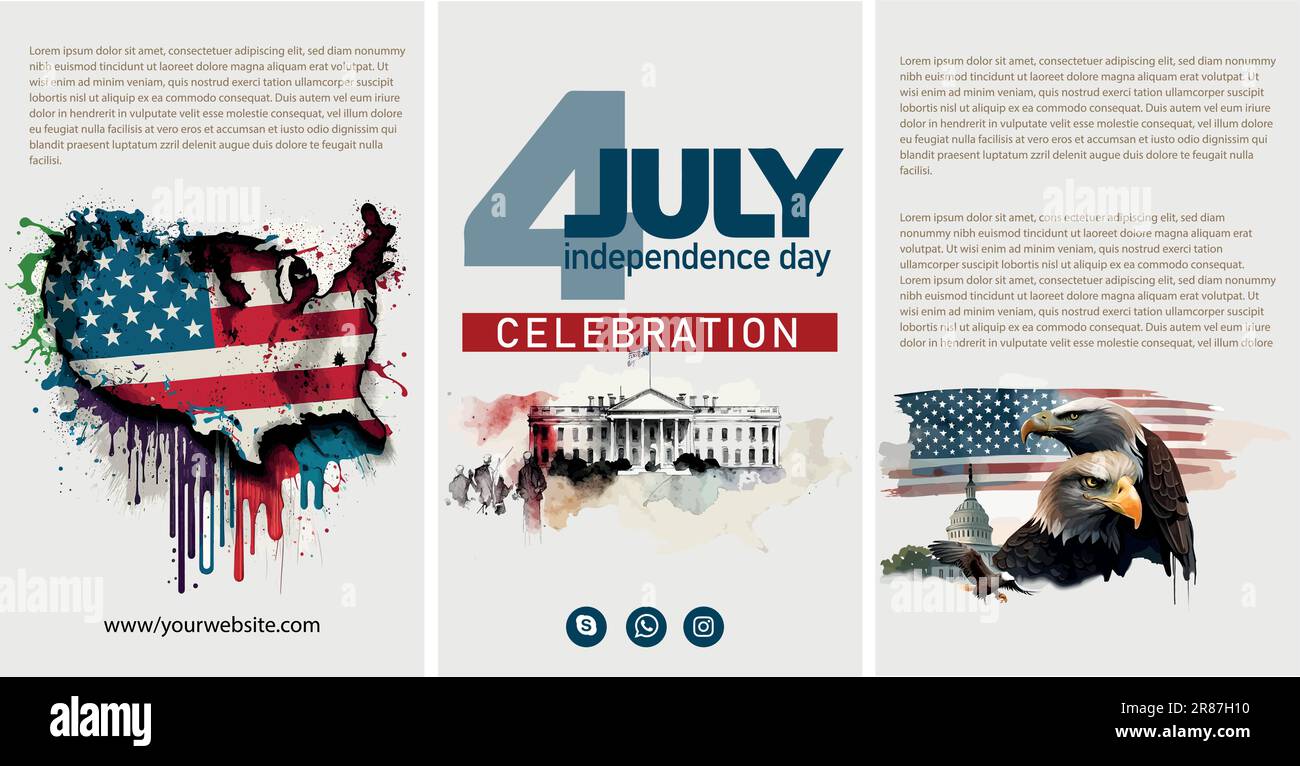 Happy 4th of July USA Independence Day greeting card with waving ...