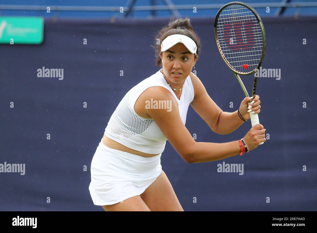 Ilkley, UK. 19th June, 2023. Ilkley Tennis Club, England, June 19th 2023: Katrina Scott during the W100 Ilkley against Maddison Inglis at Ilkley Tennis Club (Sean Chandler/SPP) Credit: SPP Sport Press Photo. /Alamy Live News Stock Photo