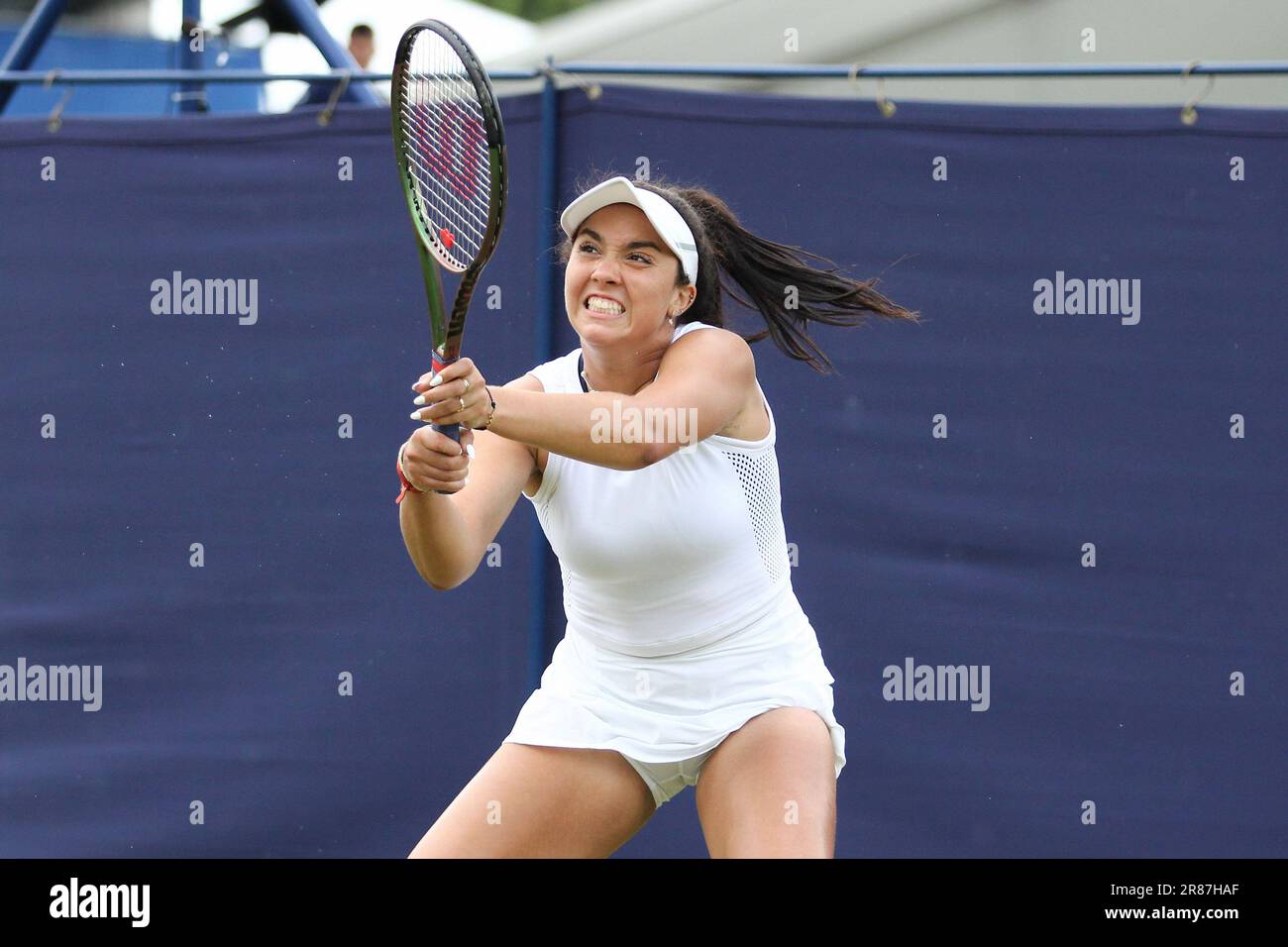 Ilkley, UK. 19th June, 2023. Ilkley Tennis Club, England, June 19th 2023: Katrina Scott during the W100 Ilkley against Maddison Inglis at Ilkley Tennis Club (Sean Chandler/SPP) Credit: SPP Sport Press Photo. /Alamy Live News Stock Photo