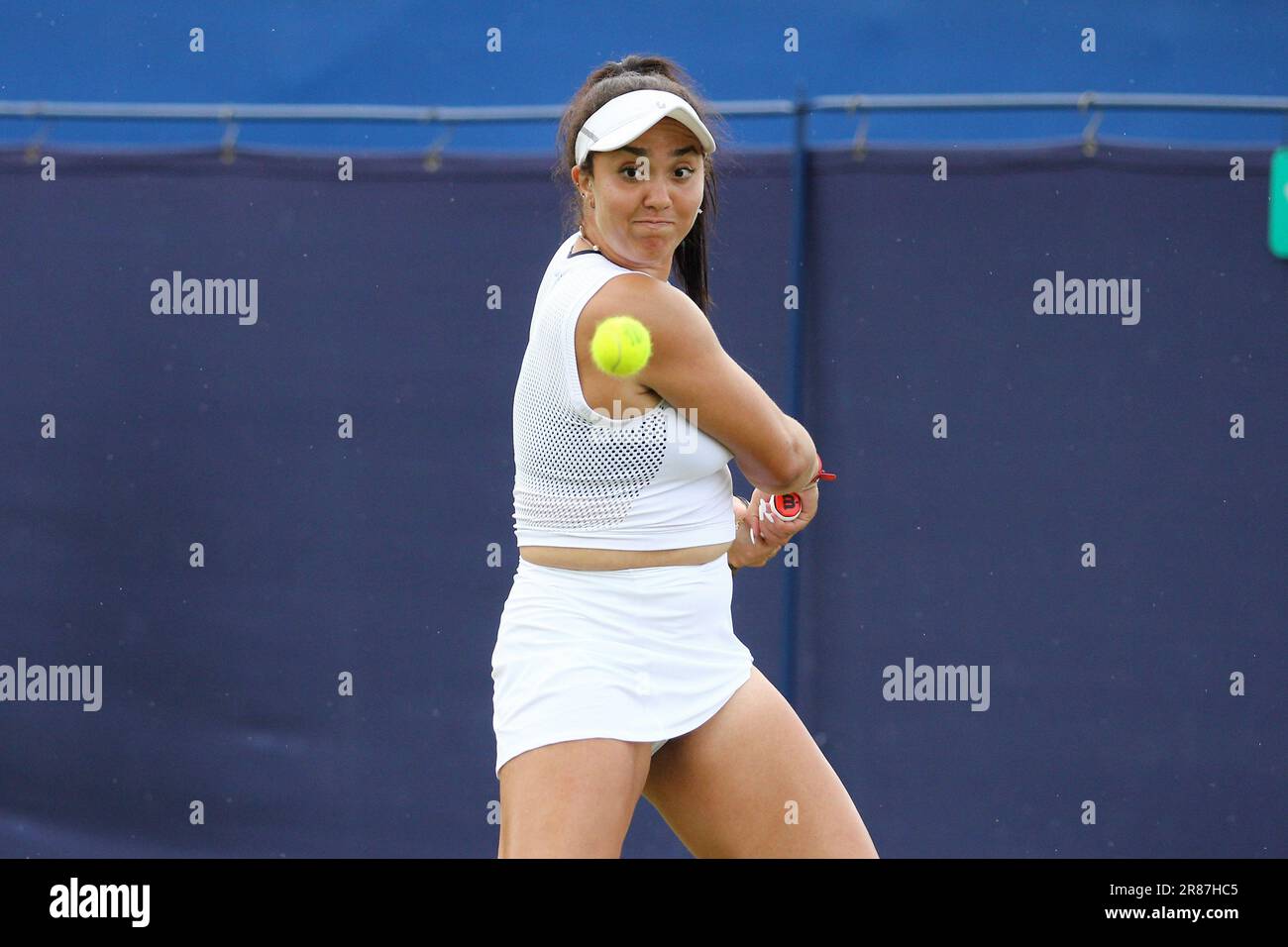 Ilkley, UK. 19th June, 2023. Ilkley Tennis Club, England, June 19th 2023: Katrina Scott during the W100 Ilkley against Maddison Inglis at Ilkley Tennis Club (Sean Chandler/SPP) Credit: SPP Sport Press Photo. /Alamy Live News Stock Photo