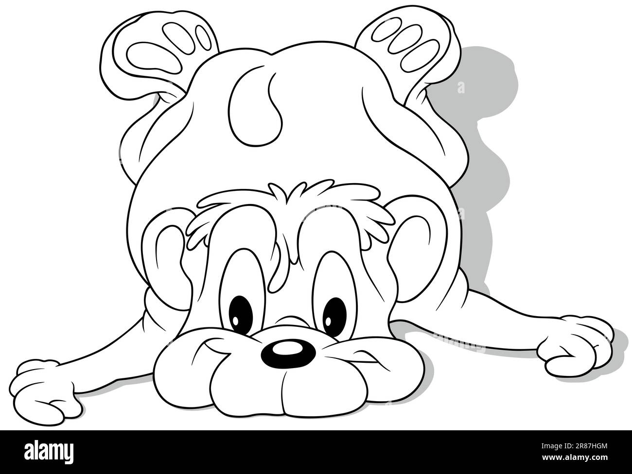 Drawing of a Cute Teddy Bear Lying on the Ground Stock Vector Image ...