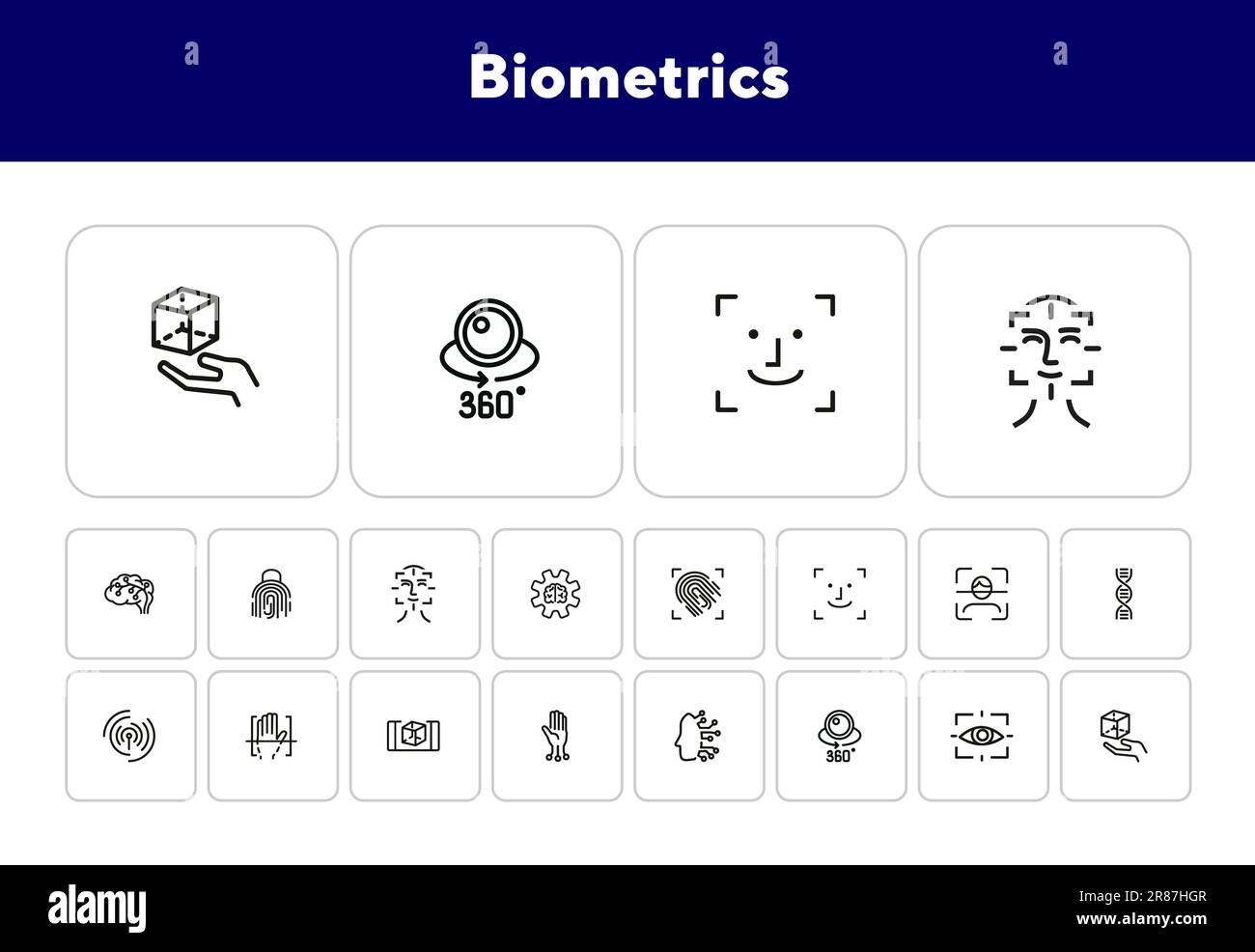Biometrics line icon set Stock Vector