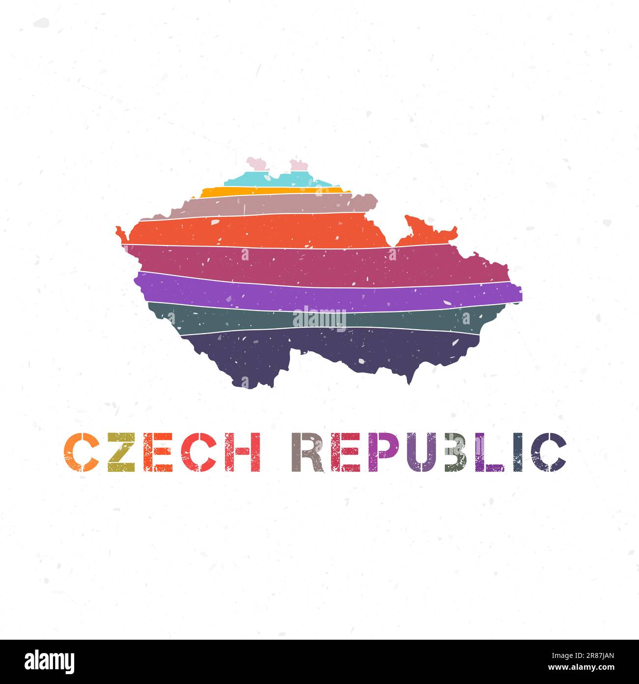 Czech Republic map design. Shape of the country with beautiful geometric waves and grunge texture. Appealing vector illustration. Stock Vector