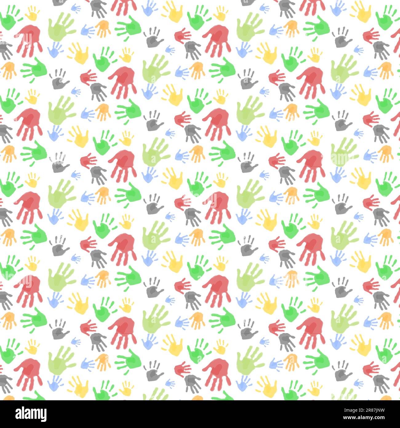 Multicolored Different Hand Prints Pattern Background Stock Vector