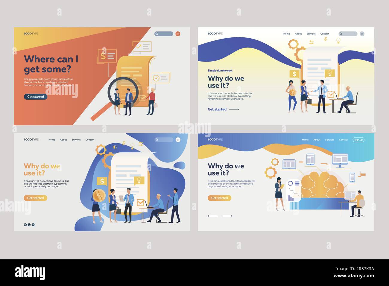 Collection of workers analyzing financial documents Stock Vector