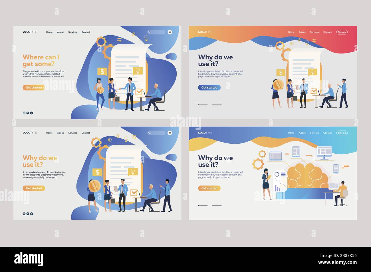Set of analysts working with financial documents Stock Vector