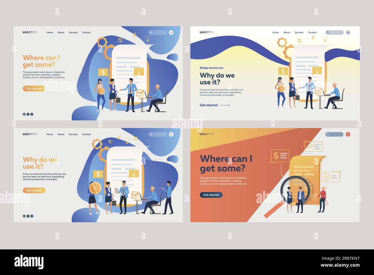 Set of business analysts analyzing financial documents Stock Vector