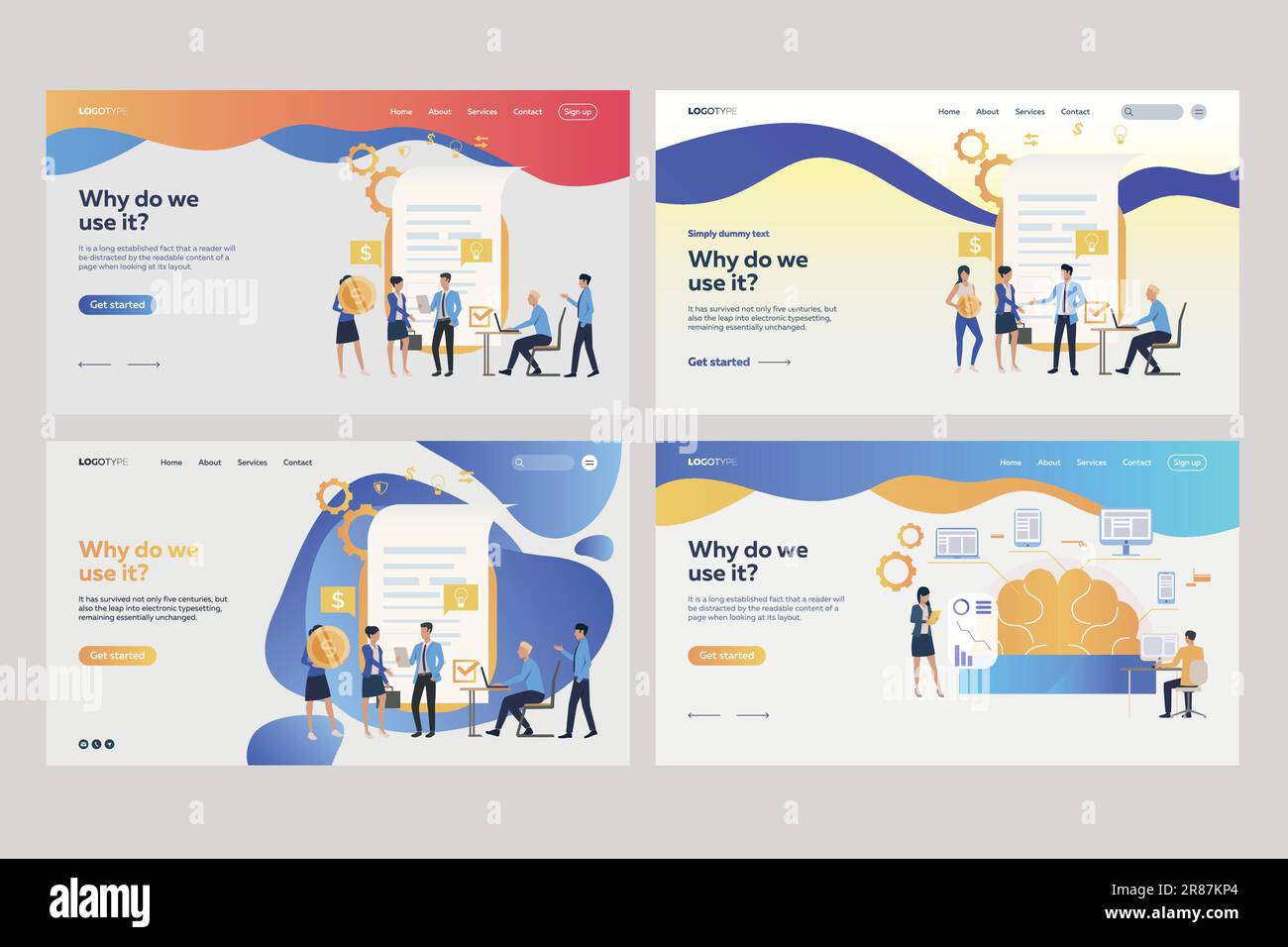 Collection of analysts working with financial documents Stock Vector