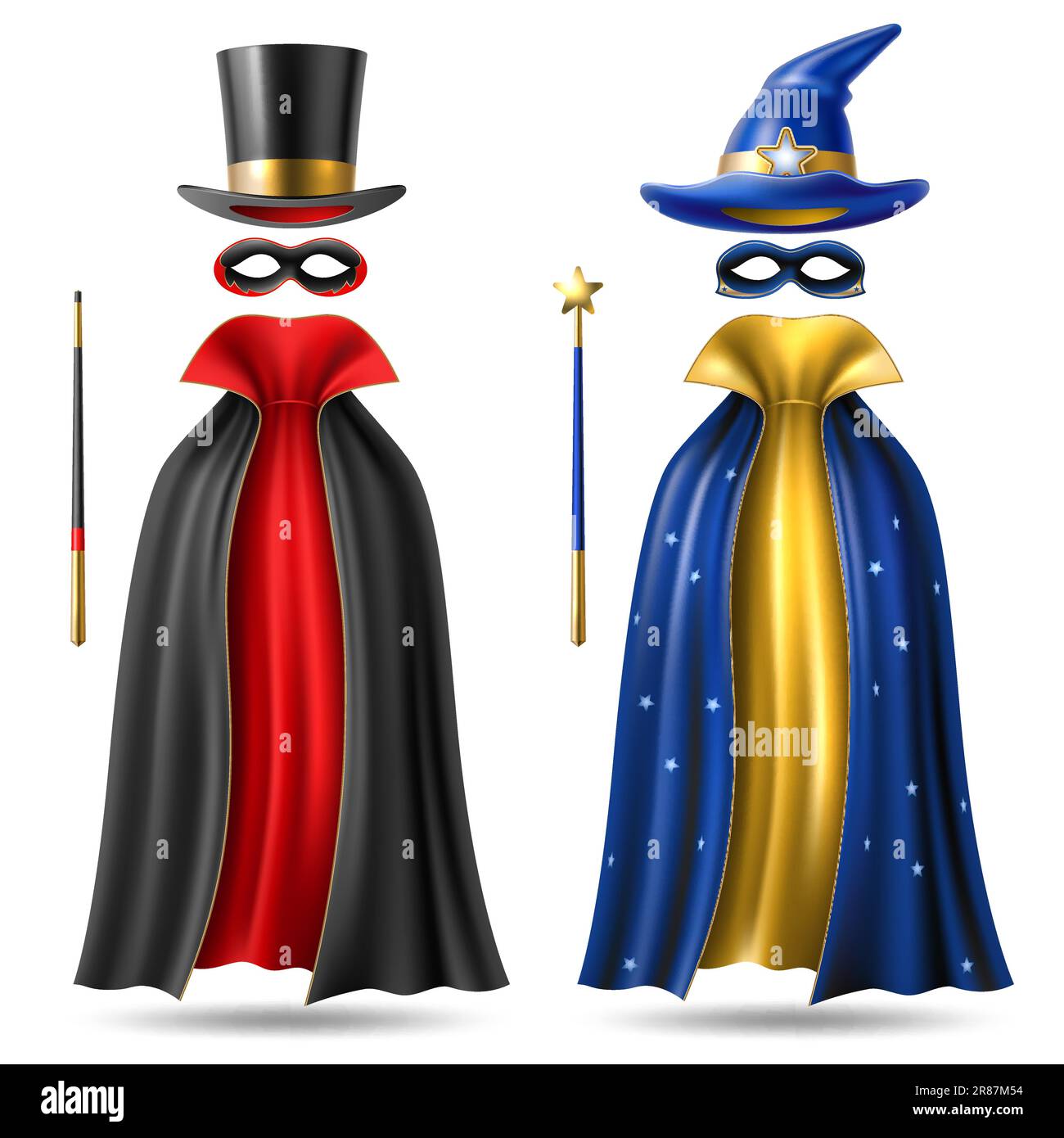 Realistic magician and wizard cloak. Costume party dresses and