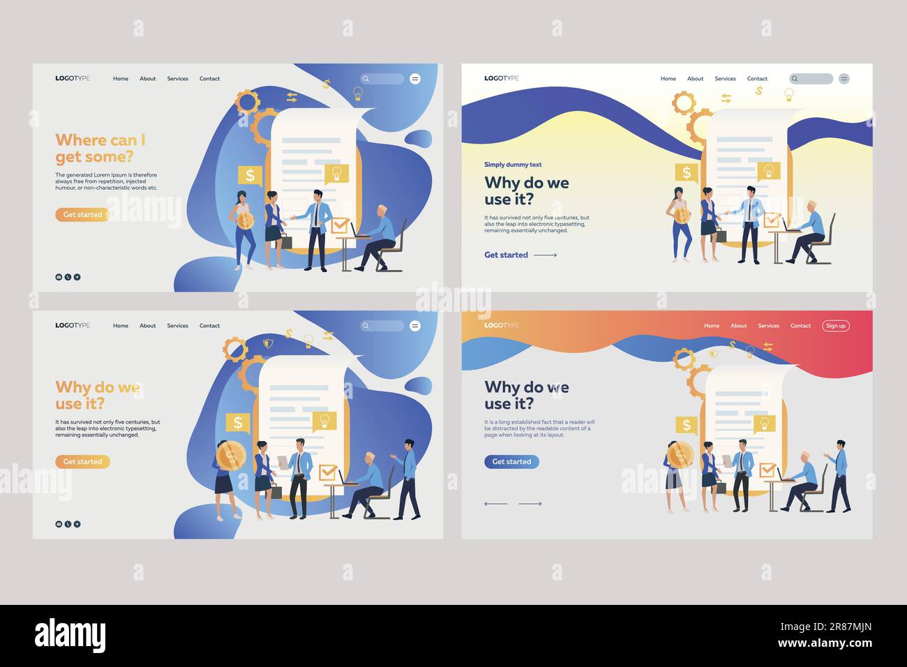 Collection of tiny people near documents Stock Vector