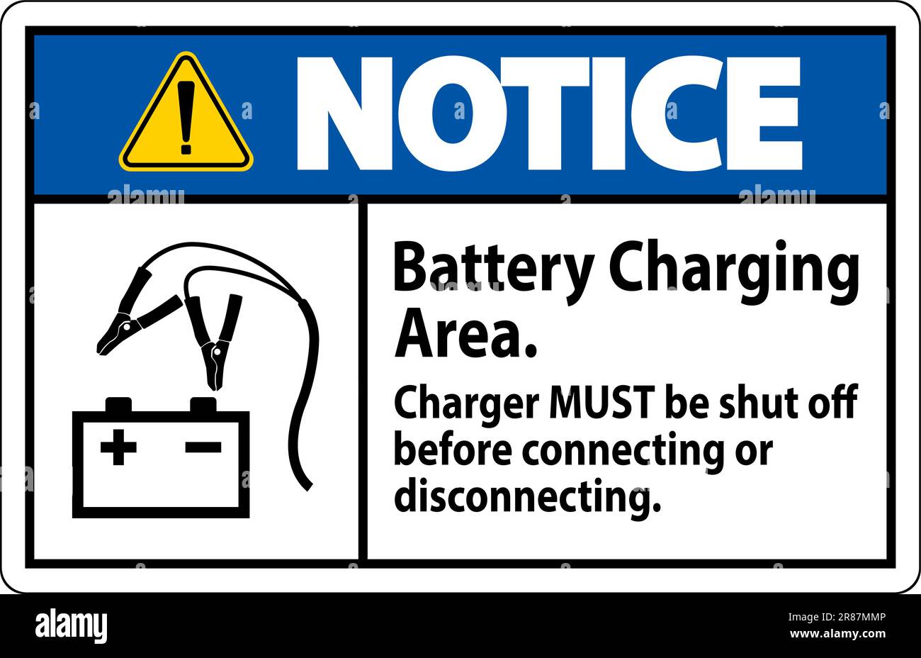 Notice Sign Battery Charging Area, Charger Must Be Shut Off Before