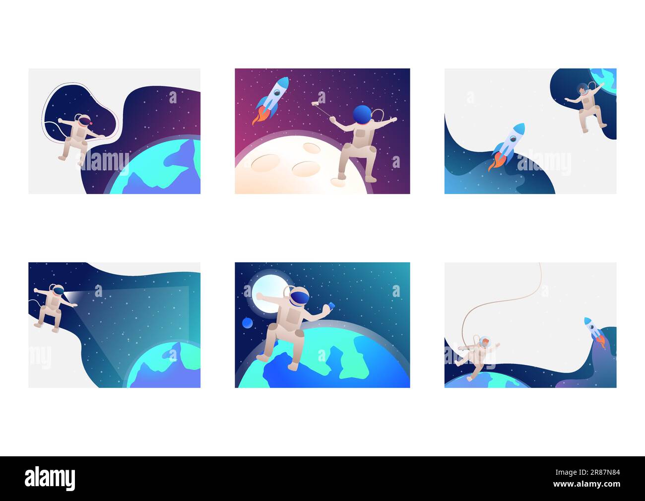 Set of astronaut floating in outer space Stock Vector Image & Art - Alamy