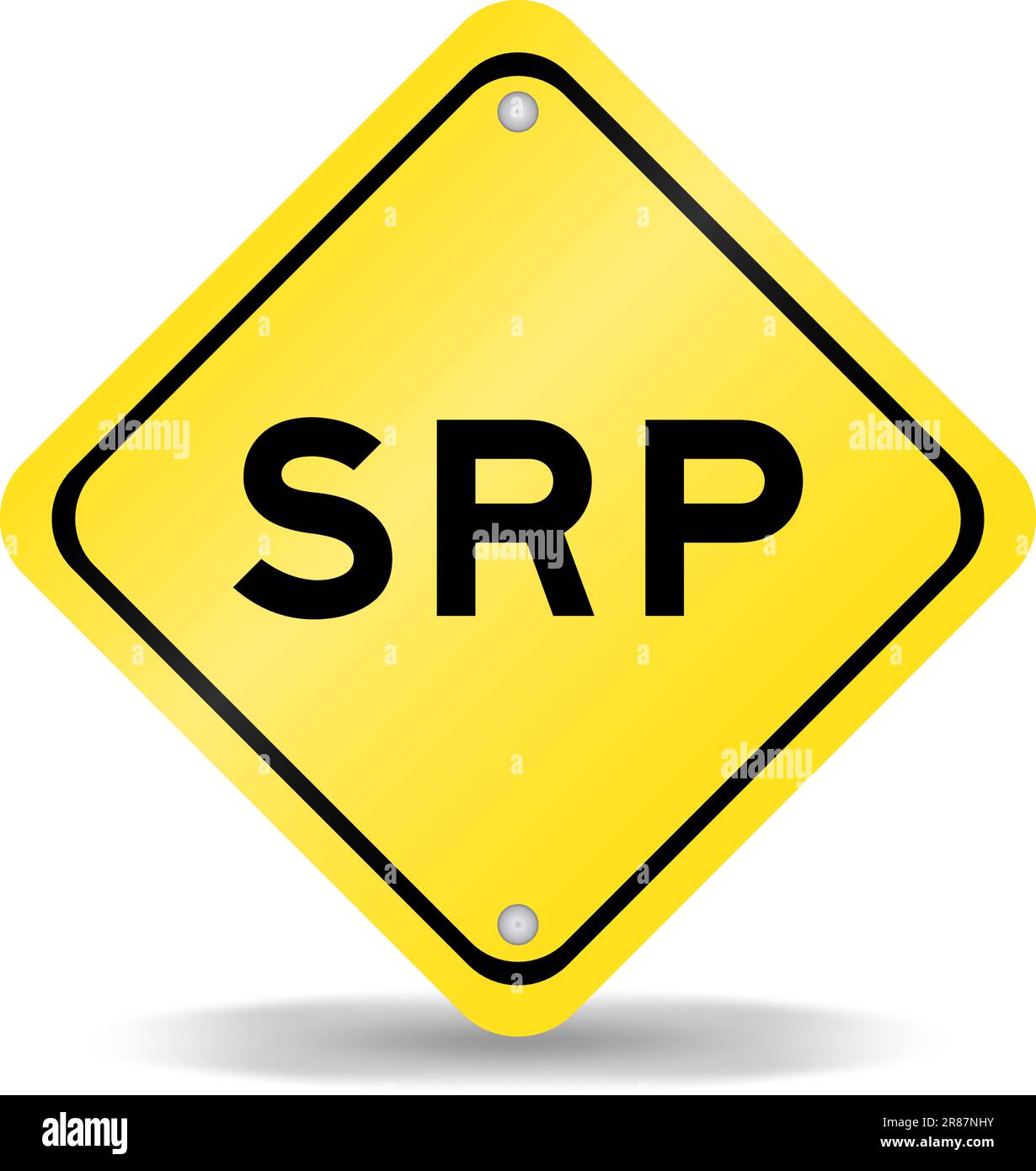 Yellow color transportation sign with word SRP (Abbreviation of