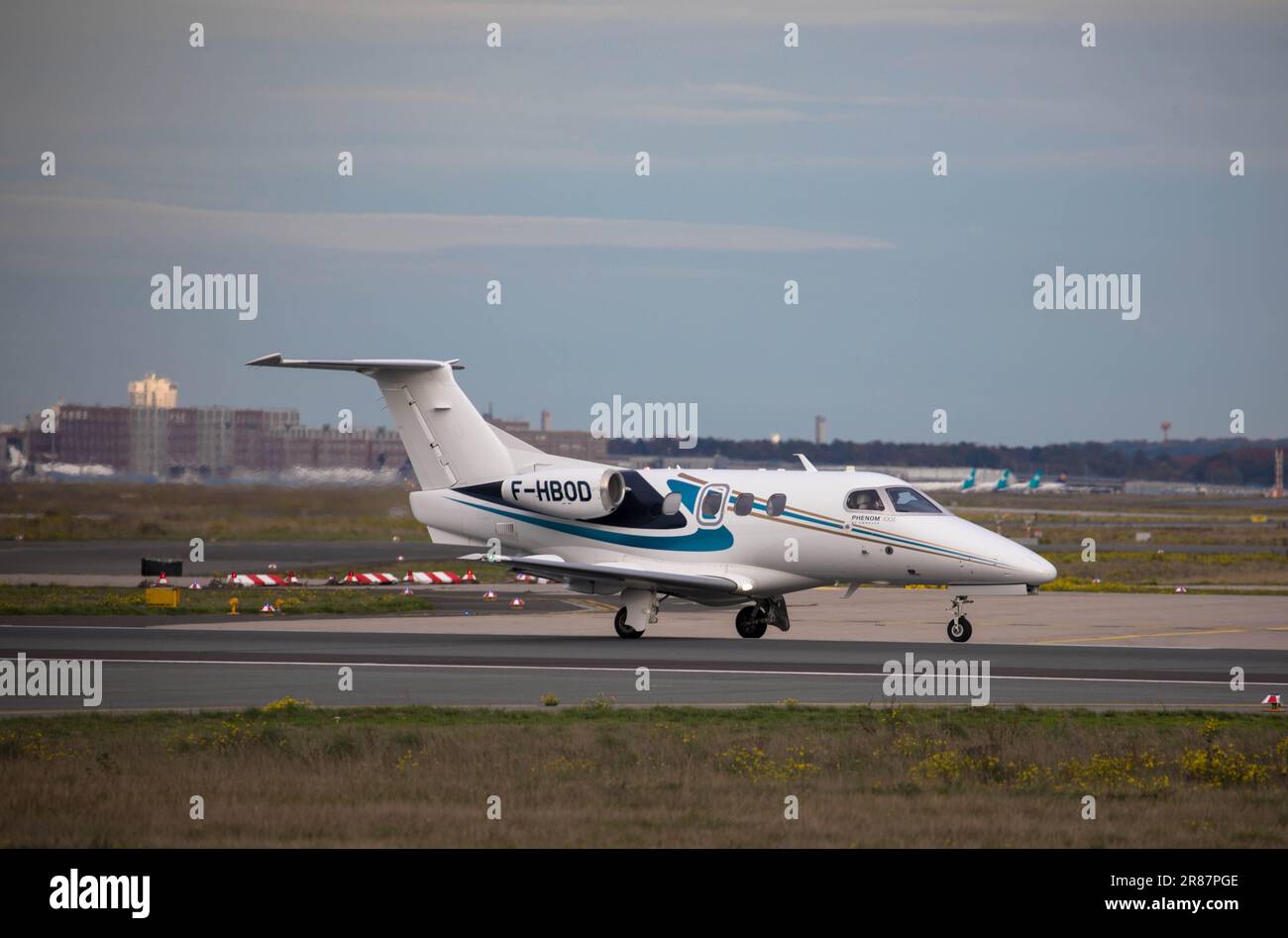 Luxury private Jet departing from  germanys biggest airport October 25, 2022, Frankfurt Airport, Germany Stock Photo