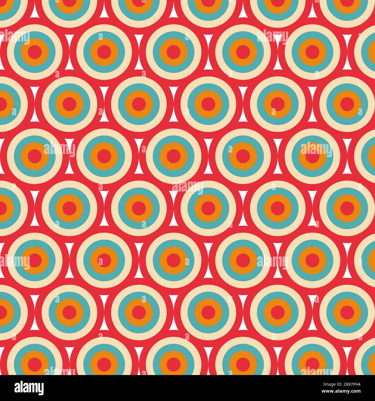 Mid Century Modern Style Pattern With Circles. Geometric Vintage Wallpaper Stock Vector