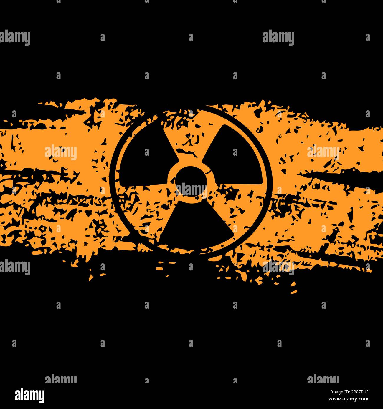 Grunge Radiation Warning Sign Background. Old Radioactive Toxic Danger Hazard Symbol Stock Vector