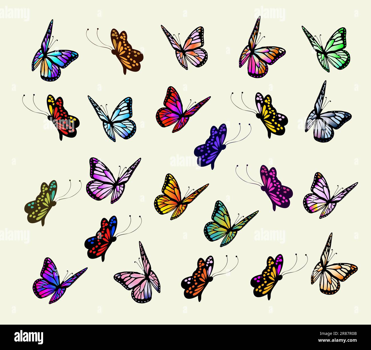 Collection Of Colorful Butterflies Vector Illustration Stock Vector