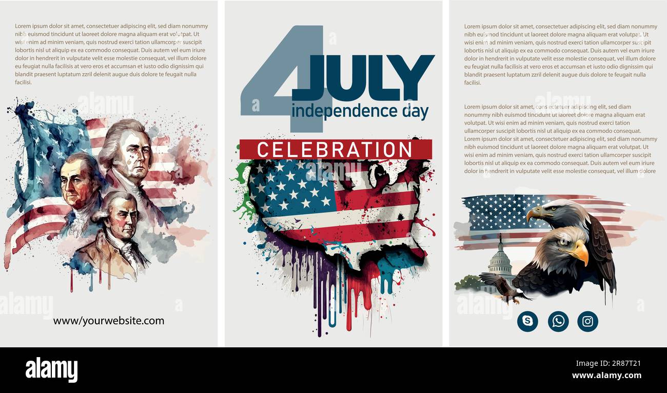 Happy 4th of July USA Independence Day greeting card with waving ...