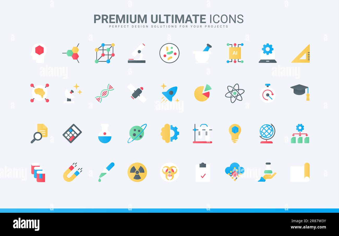 Scientific laboratory equipment symbols, knowledge and study of