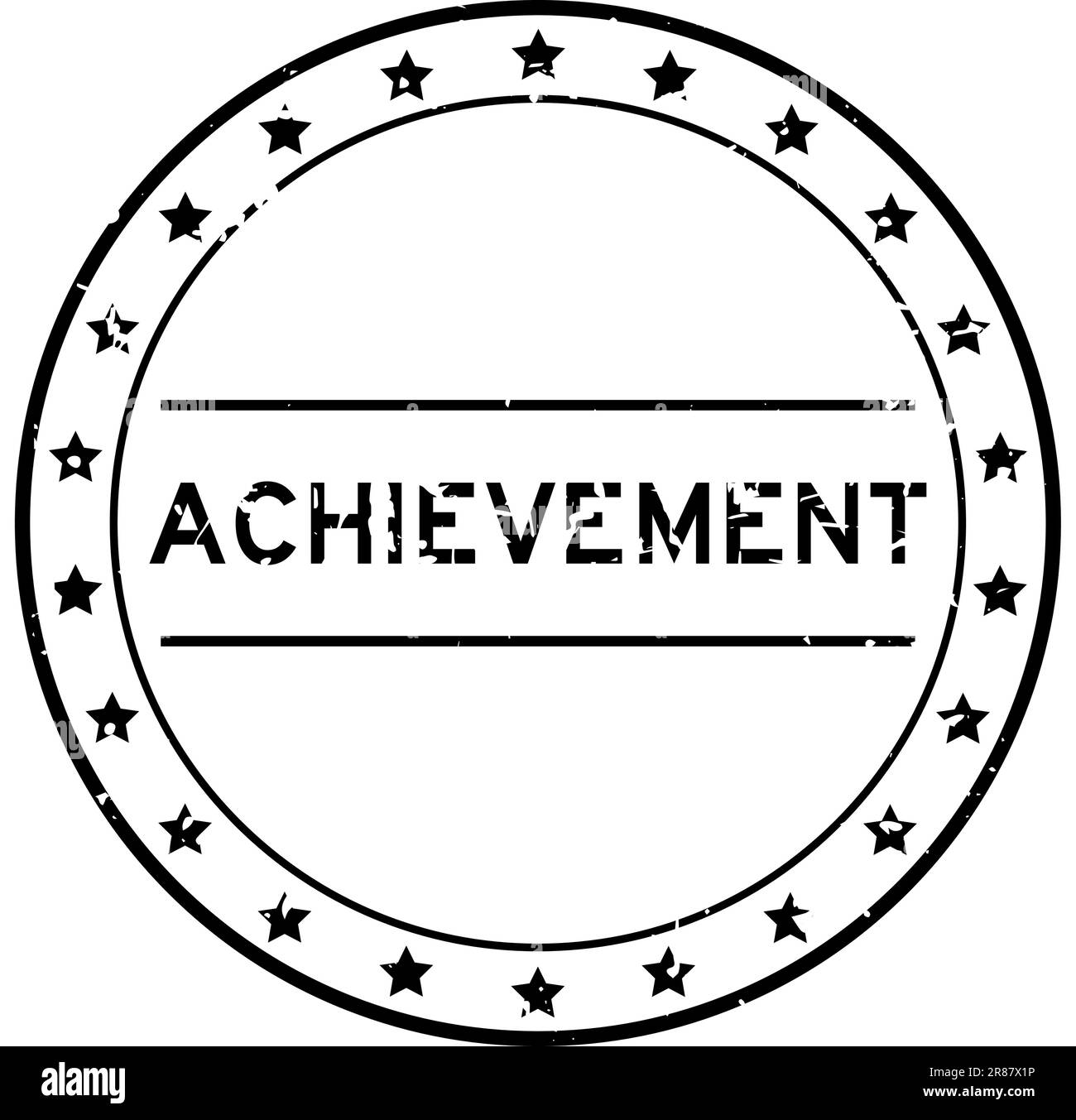 Grunge black achievement word round rubber seal stamp on white