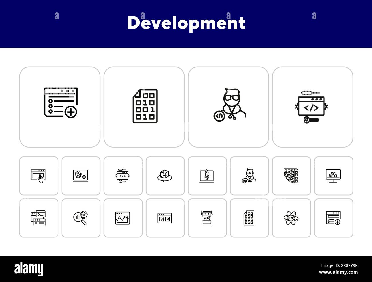 Development line icon set Stock Vector