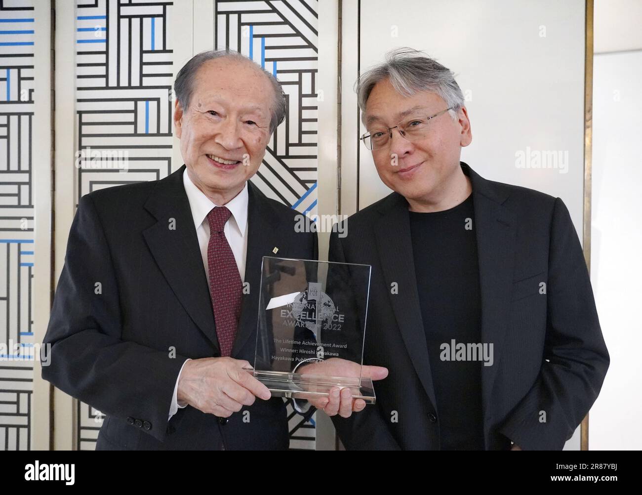 Hiroshi Hayakawa (L), 81, president of Japanese publisher Hayakawa