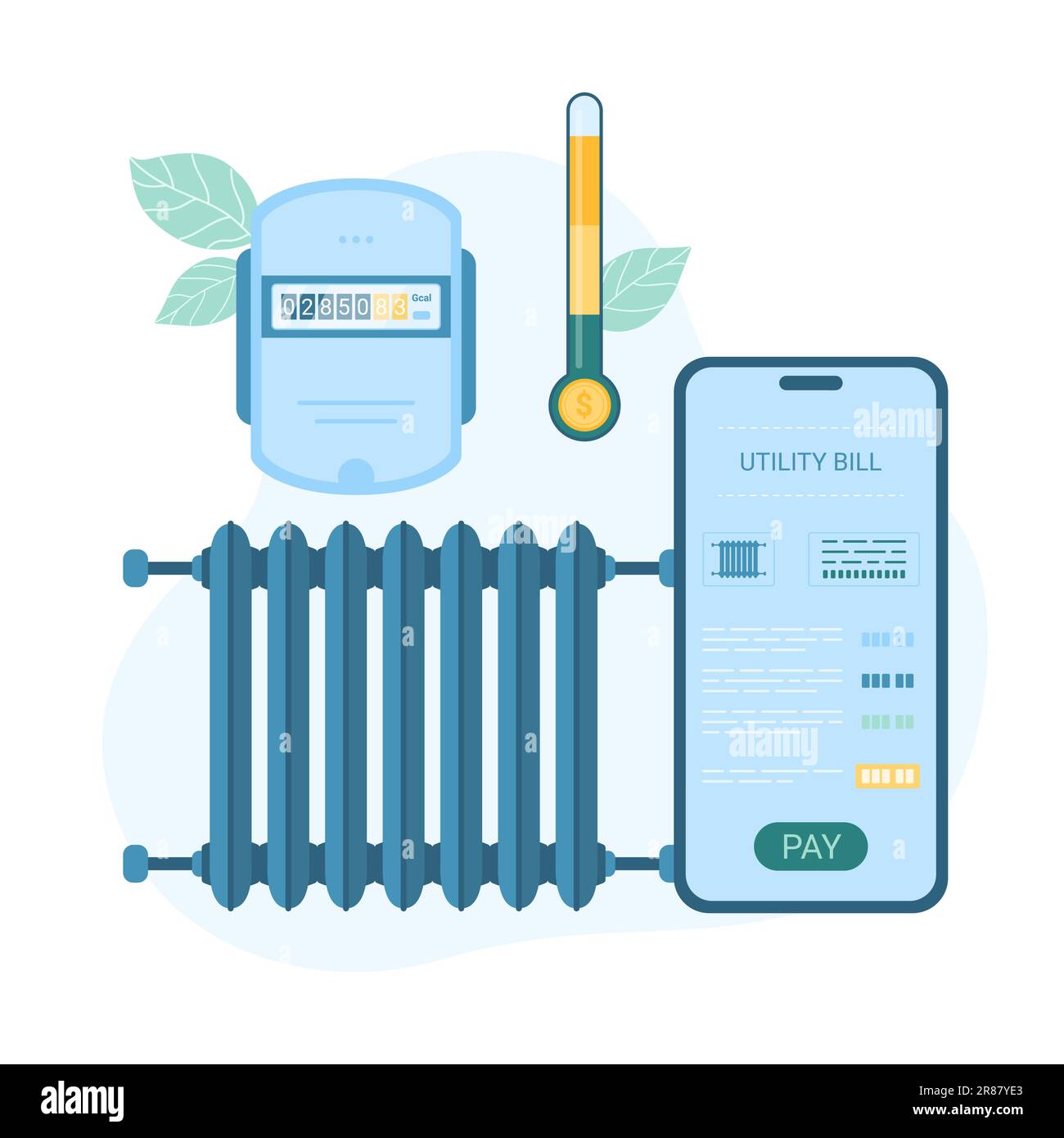 Payment for heating online vector illustration. Cartoon isolated mobile